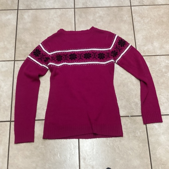 Derek Heart pink with black and white pattern sweater - Picture 2 of 3